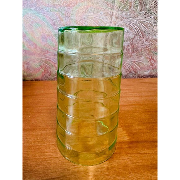 Vintage block optic Green uranium glass 10oz tumbler by Anchor Hocking - Picture 9 of 10